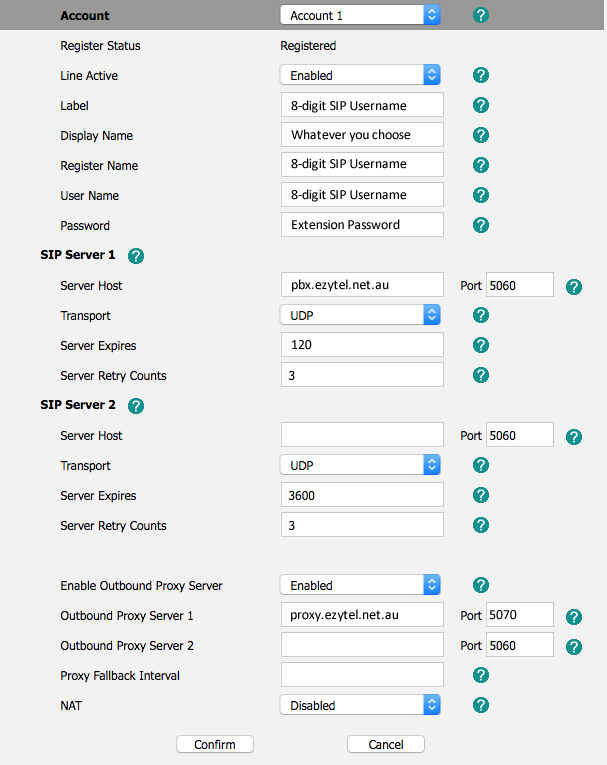 Yealink T58V web configuration